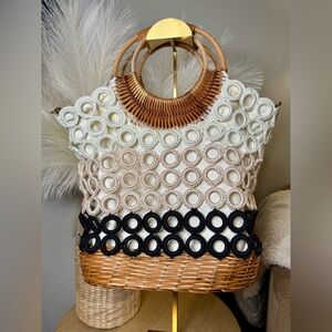 INC | Crochet Circles Wicker Crossbody